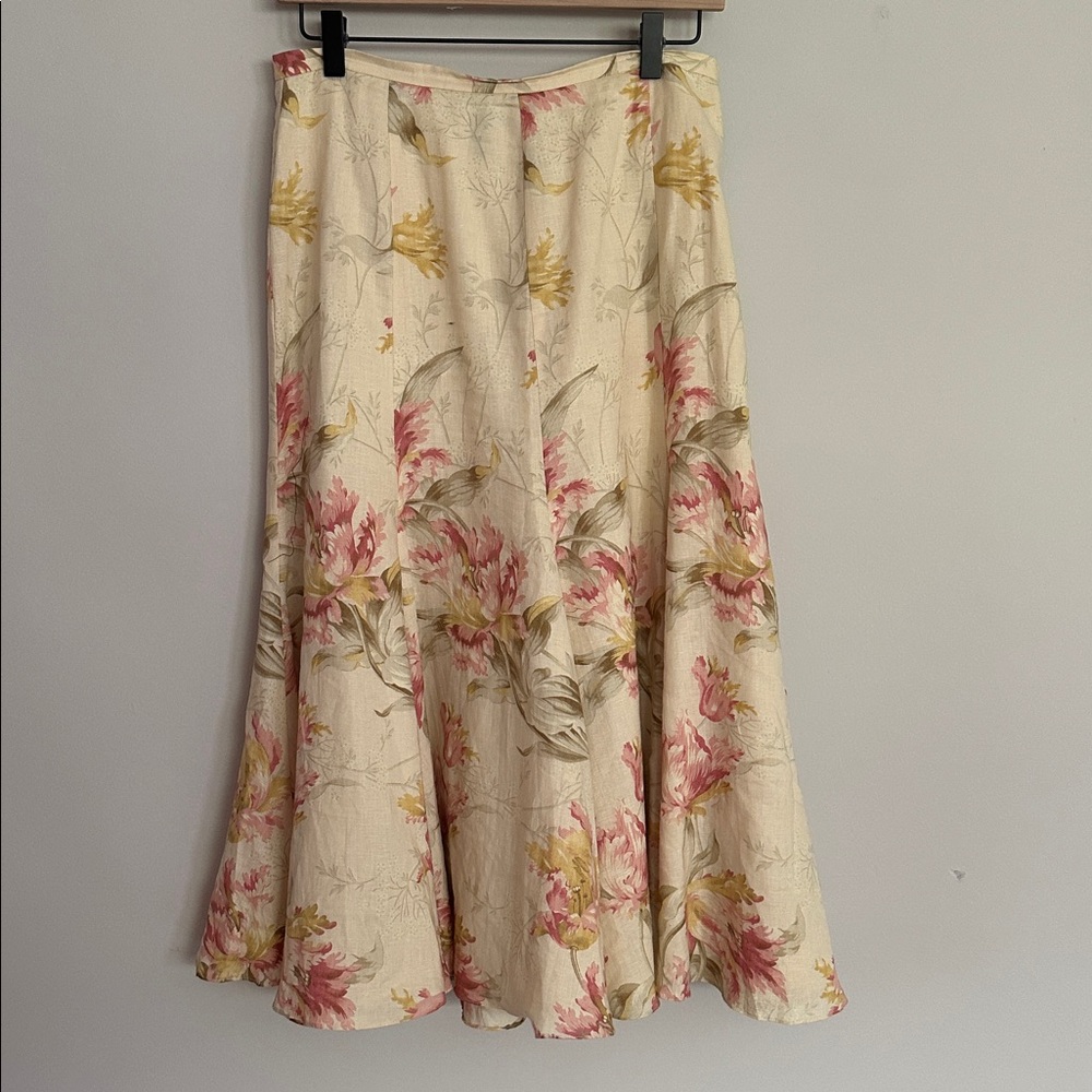 Lauren Ralph Lauren Floral Linen A-Line Midi Skirt - Picture 2 of 9
